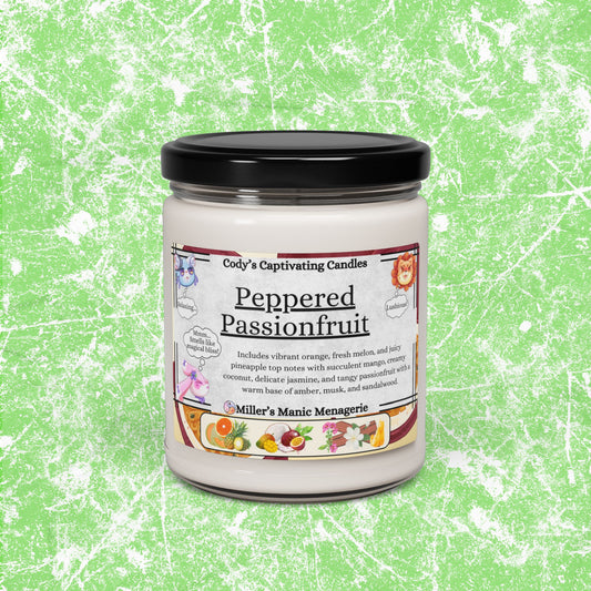 Peppered Passionfruit, 9oz Vegan Soy Wax Scented Candle