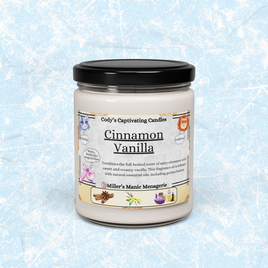 Cinnamon Vanilla, 9oz Vegan Soy Wax Scented Candle