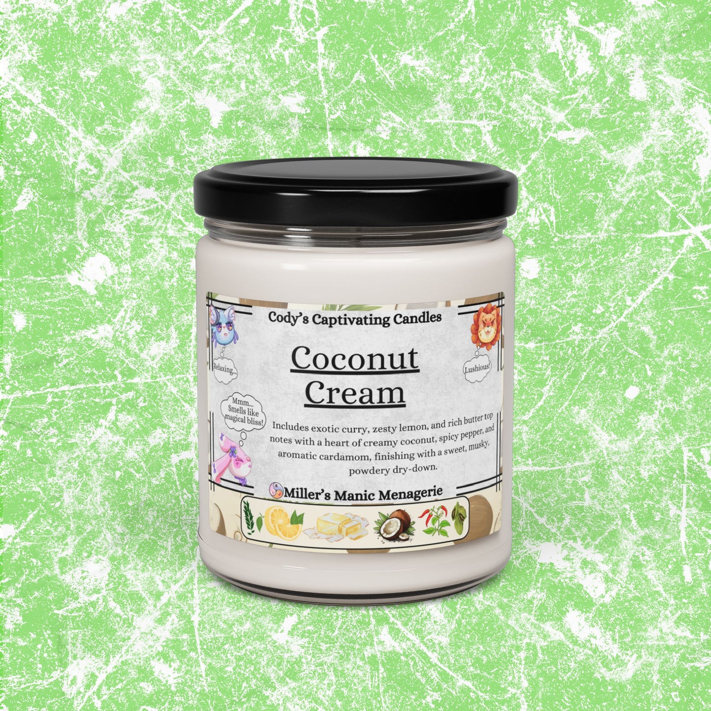 Coconut Cream, 9oz Vegan Soy Wax Scented Candle