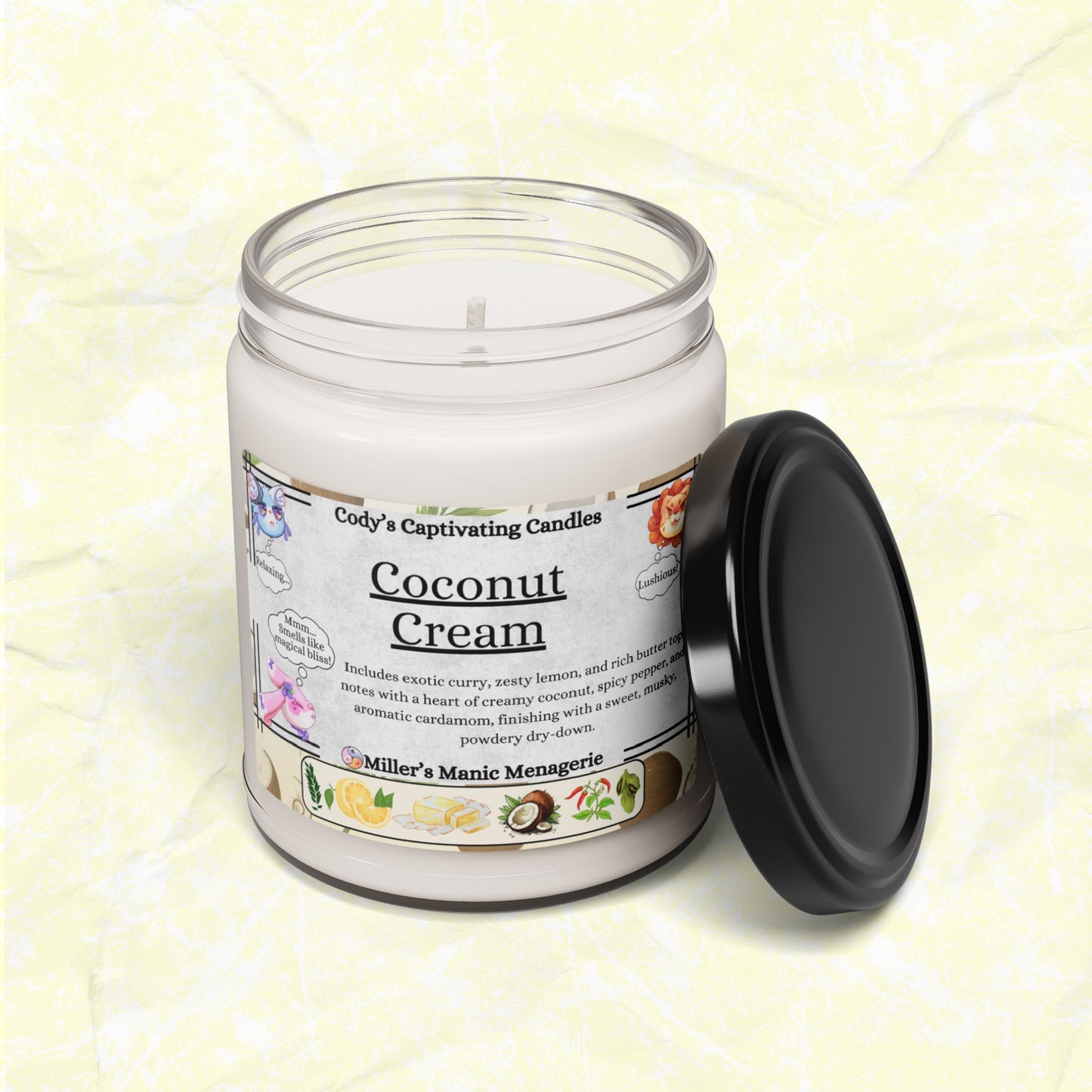 Coconut Cream, 9oz Vegan Soy Wax Scented Candle