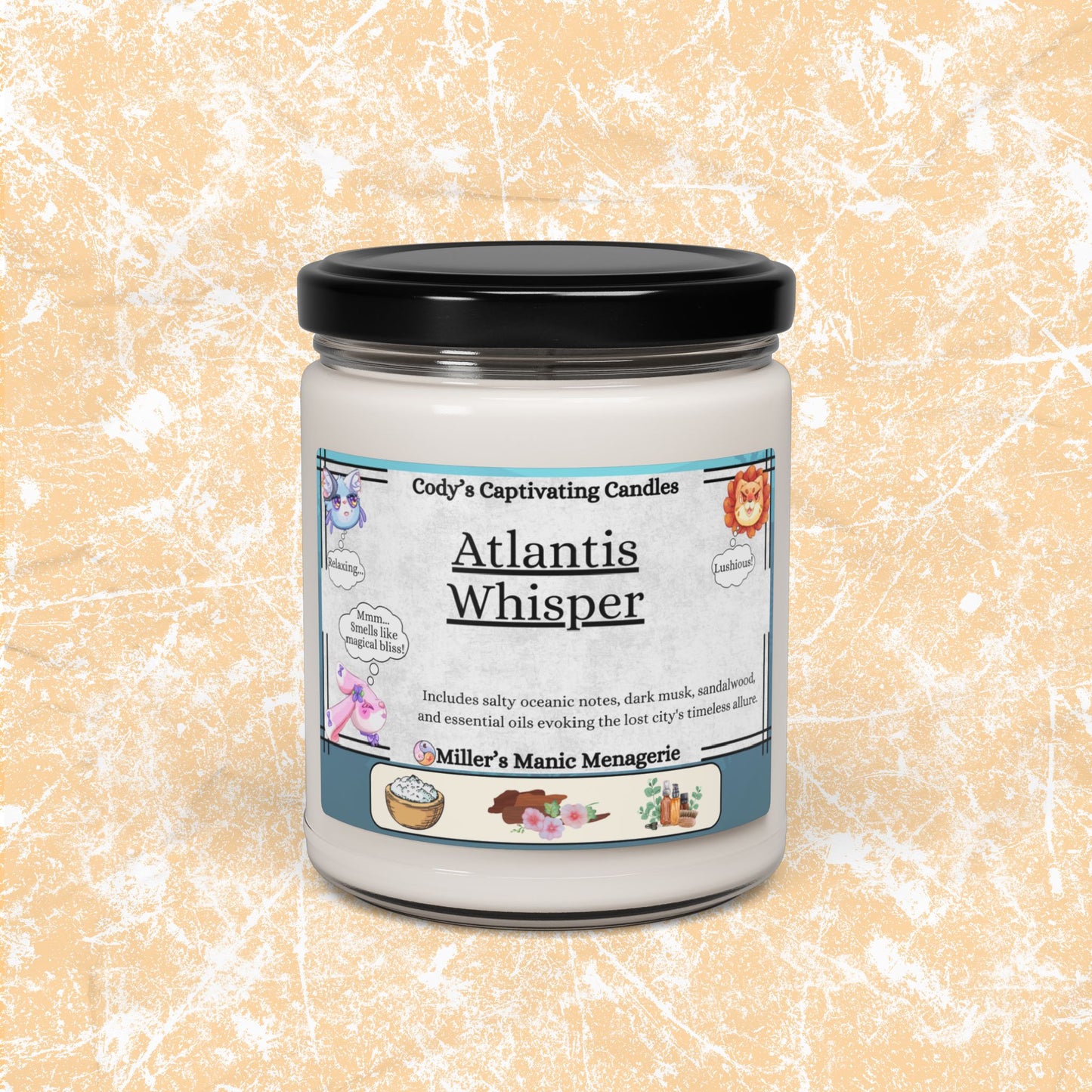 Atlantis Whisper, 9oz Vegan Soy Wax Scented Candle