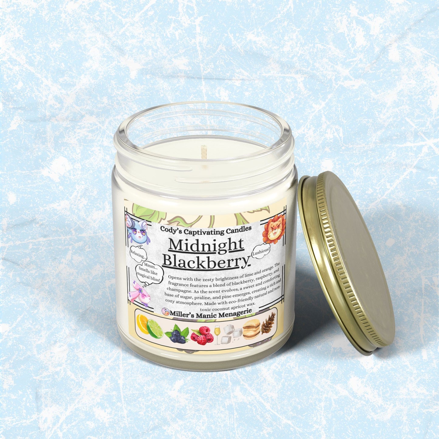 Midnight Blackberry, 9oz Coconut Apricot Wax Scented Candle