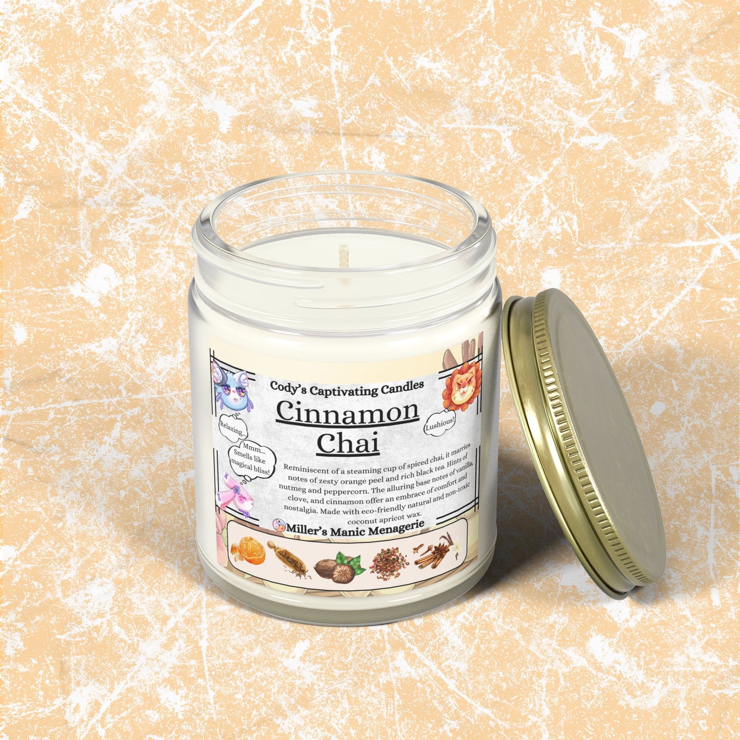 Cinnamon Chai, 9oz Coconut Apricot Wax Scented Candle