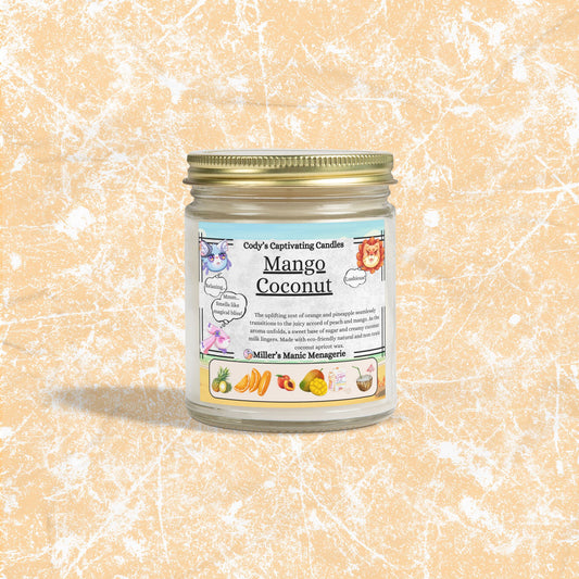 Mango Coconut, 9oz Coconut Apricot Wax Scented Candle