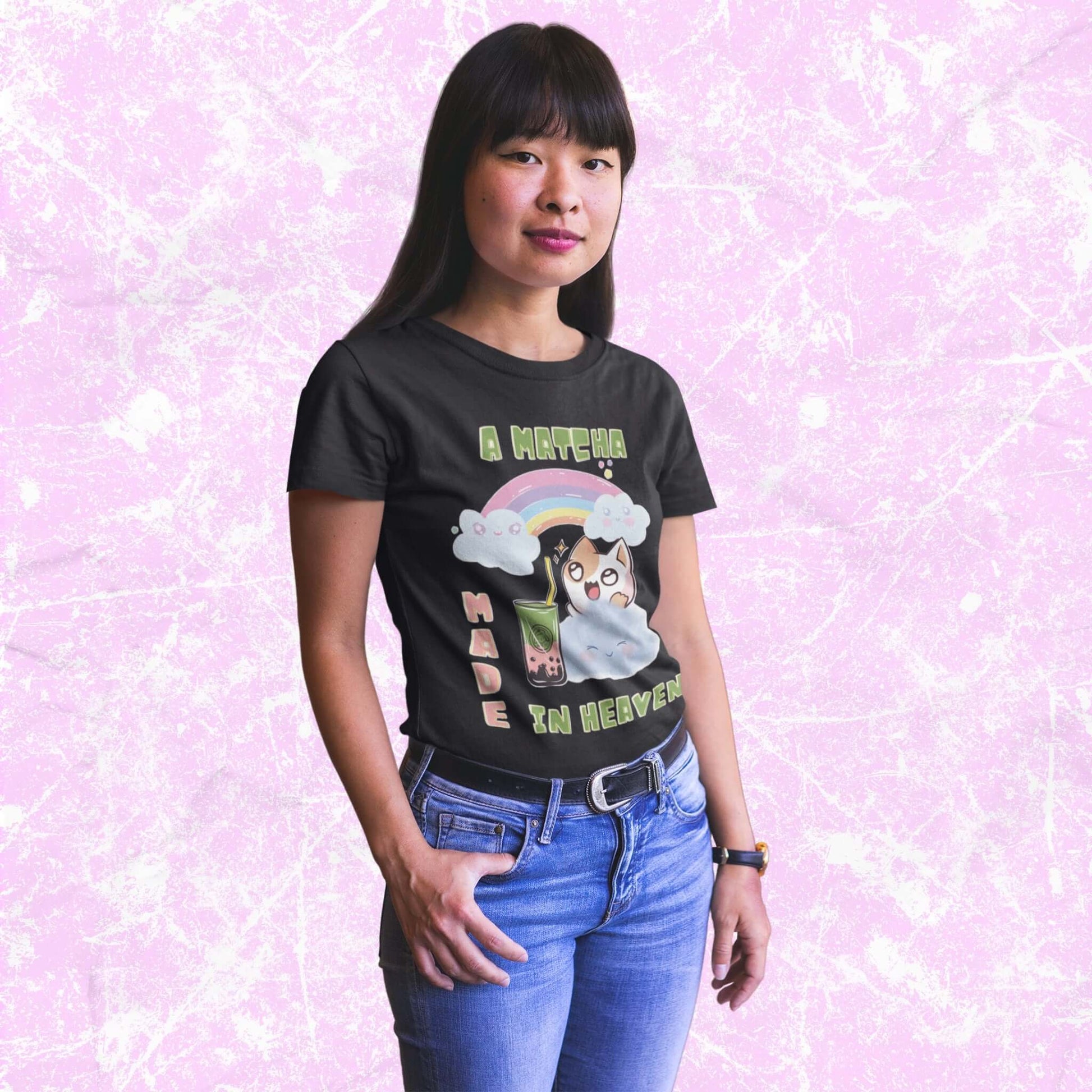MatchaMadeinHeavenFunnyCartoonCatAdultUnisexT-Shirt_HumorBobaJokeTeeShirtbyMiller_sManicMenagerie2.jpg Miller's Manic Menagerie