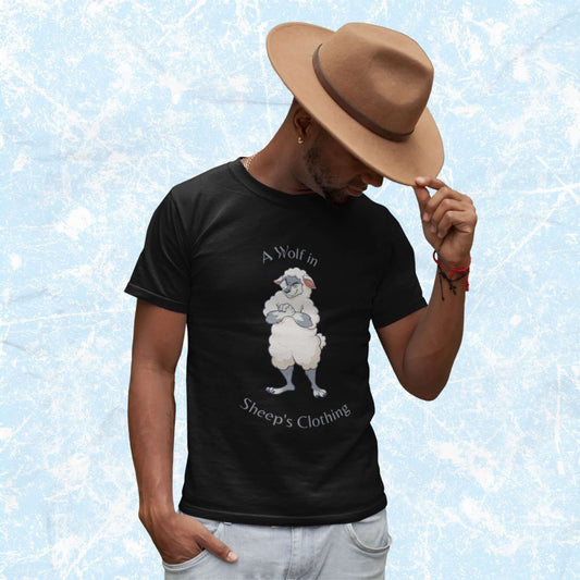 WolfinSheep_sClothingFunnyCartoonAdultUnisexT-Shirt_HumorJokeTeeShirtbyMiller_sManicMenagerie1.jpg Miller's Manic Menagerie