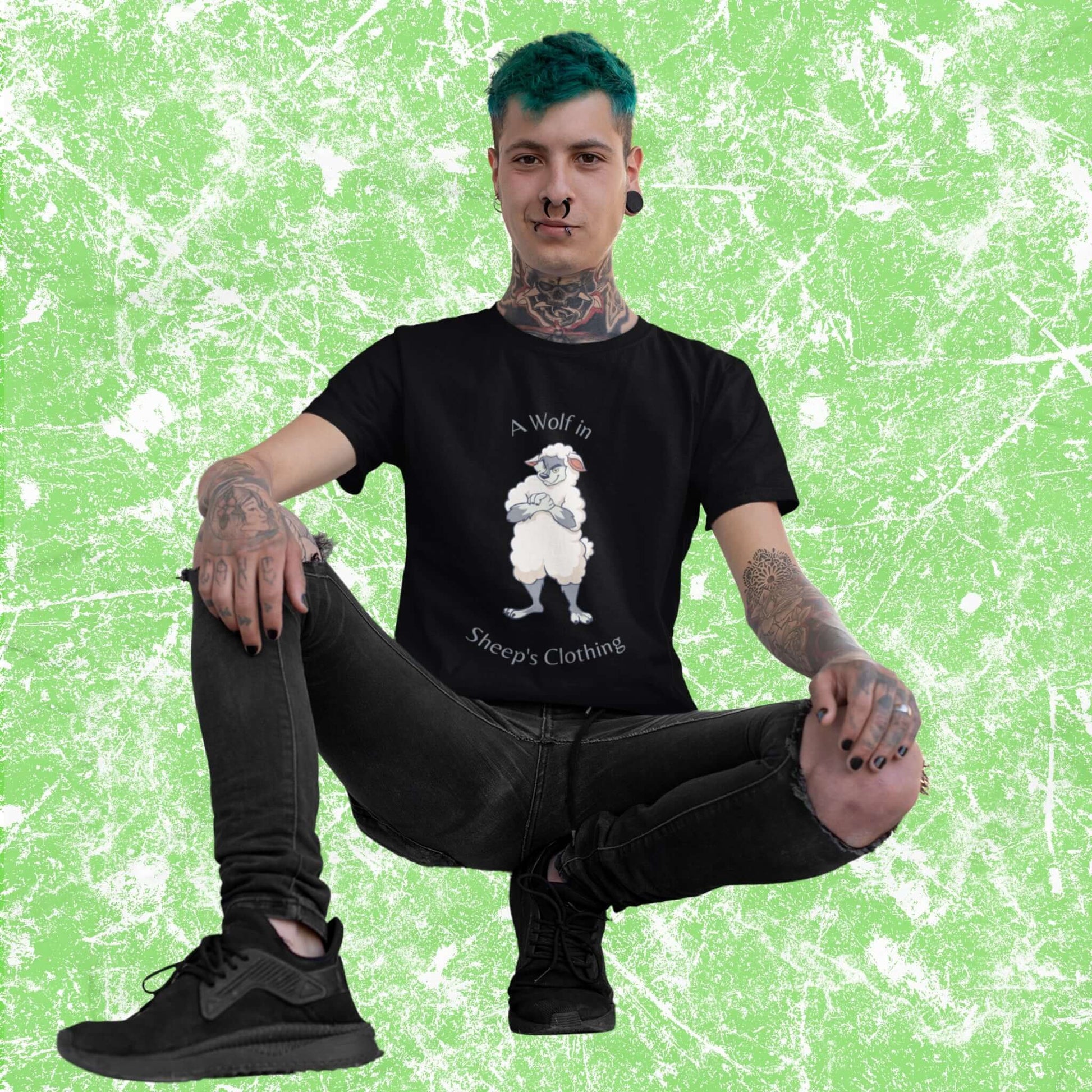 WolfinSheep_sClothingFunnyCartoonAdultUnisexT-Shirt_HumorJokeTeeShirtbyMiller_sManicMenagerie2.jpg Miller's Manic Menagerie