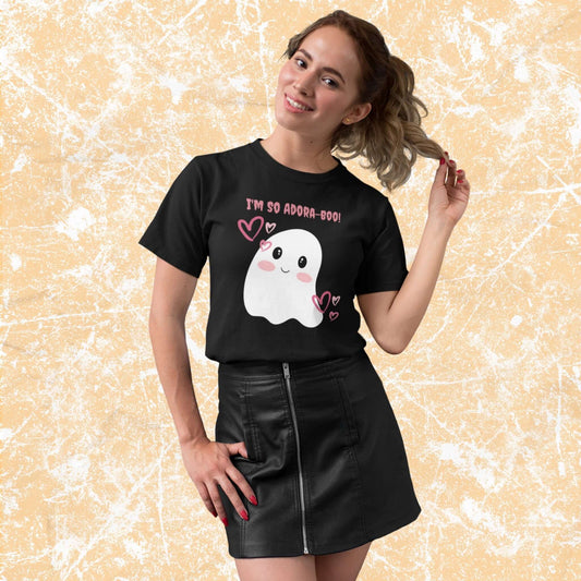 Adora-booFunnyCartoonAdorableGhostPunAdultUnisexT-Shirt_HalloweenHumorJokeTeeShirtbyMiller_sManicMenagerie1.jpg Miller's Manic Menagerie