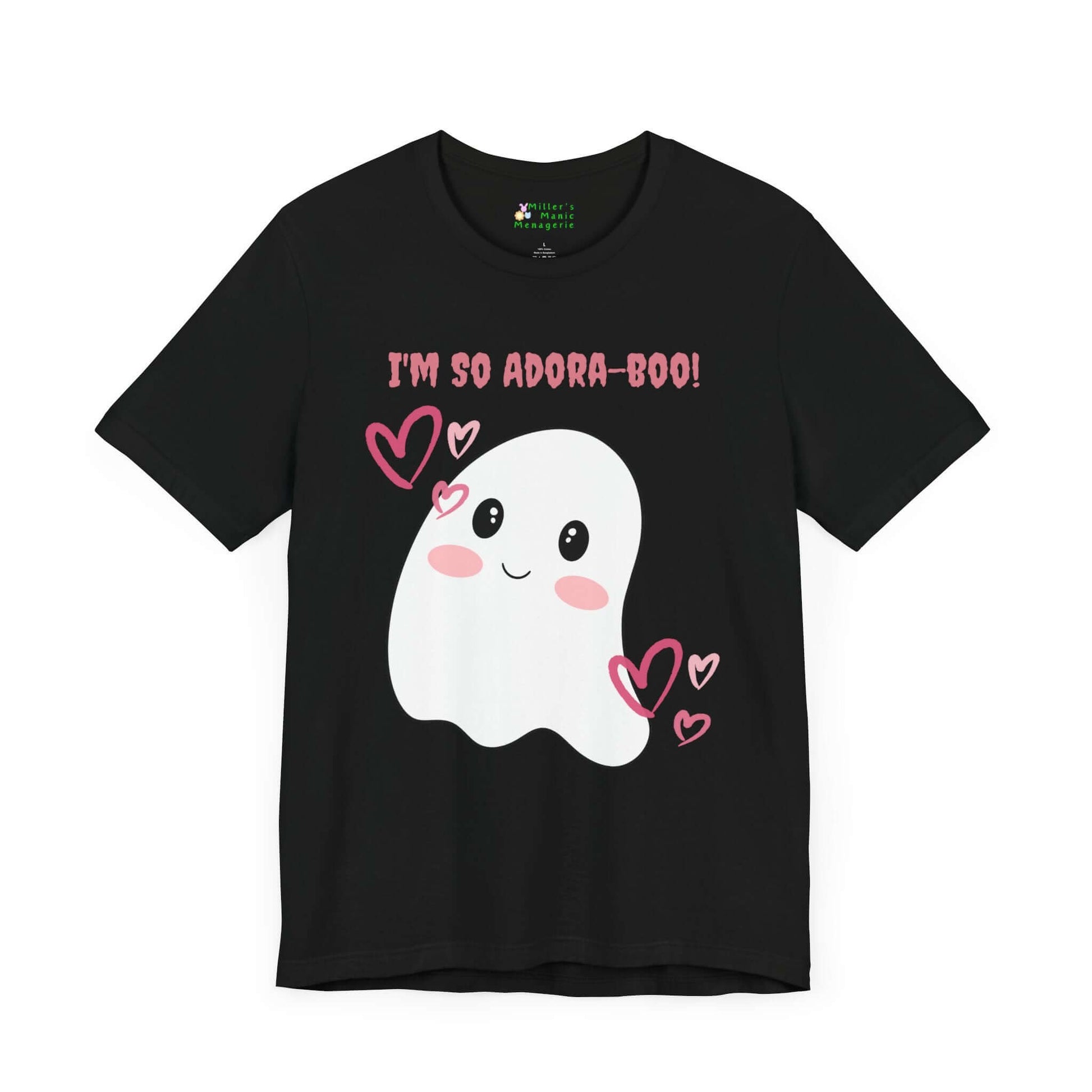 Adora-boo_Funny_Cartoon_Adorable_Ghost_Pun_Adult_Unisex_T-Shirt_Halloween_Humor_Joke_Tee_Shirt_by_Miller_s_Manic_Menagerie_Black_Front.jpg Miller's Manic Menagerie