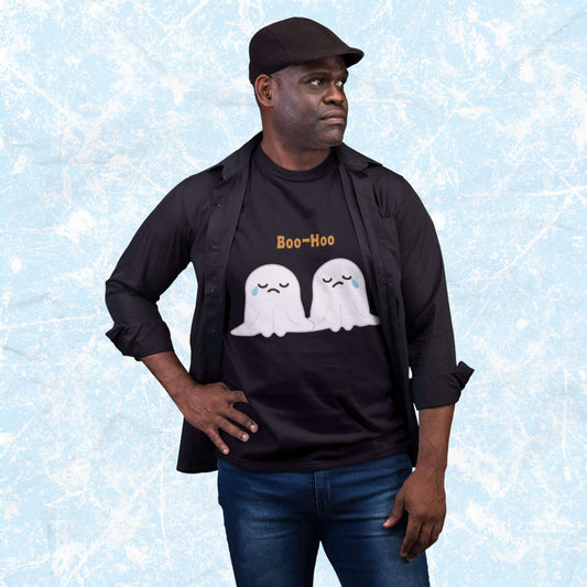 Boo-HooFunnyCartoonGhostsAdultUnisexT-Shirt_HumorHalloweenJokeTeeShirtbyMiller_sManicMenagerie1.jpg Miller's Manic Menagerie