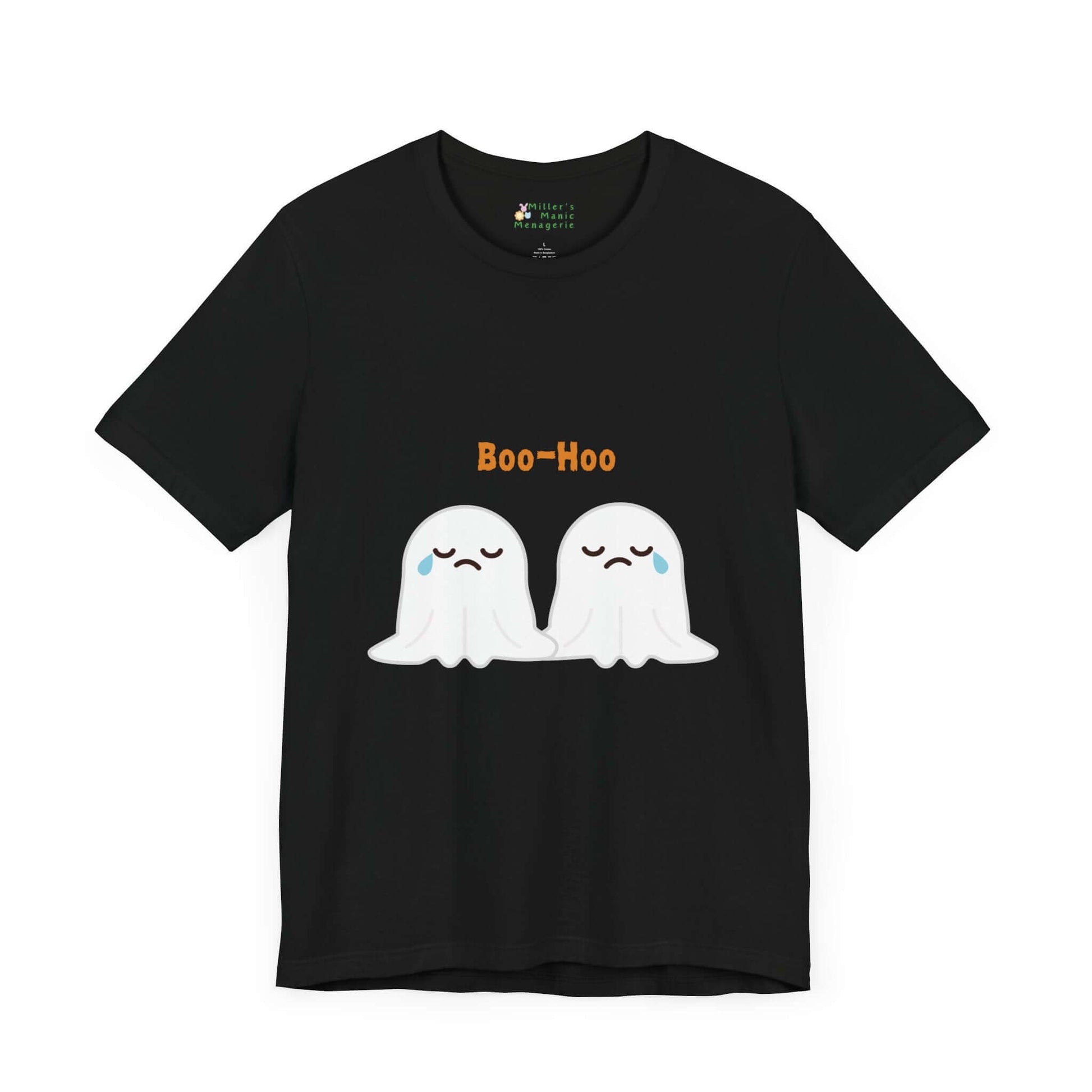 Boo-Hoo_Funny_Cartoon_Ghosts_Adult_Unisex_T-Shirt_Humor_Halloween_Joke_Tee_Shirt_by_Miller_s_Manic_Menagerie_Black_Front.jpg Miller's Manic Menagerie