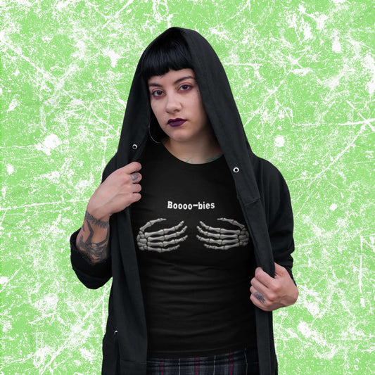 Boo-biesFunnyCartoonSkeletonPunAdultUnisexT-Shirt_HumorHalloweenJokeTeeShirtbyMiller_sManicMenagerie1.jpg Miller's Manic Menagerie