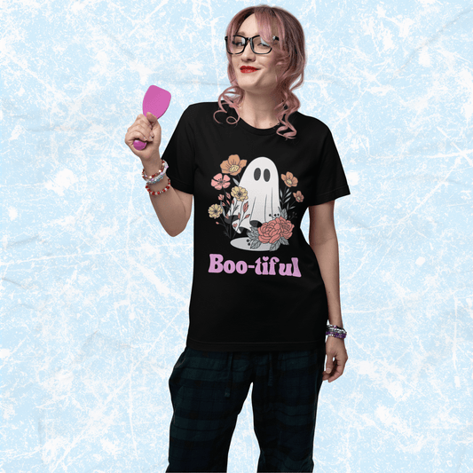 Boo-tiful Beautiful Ghost Halloween Tee, Adult Unisex T-Shirt