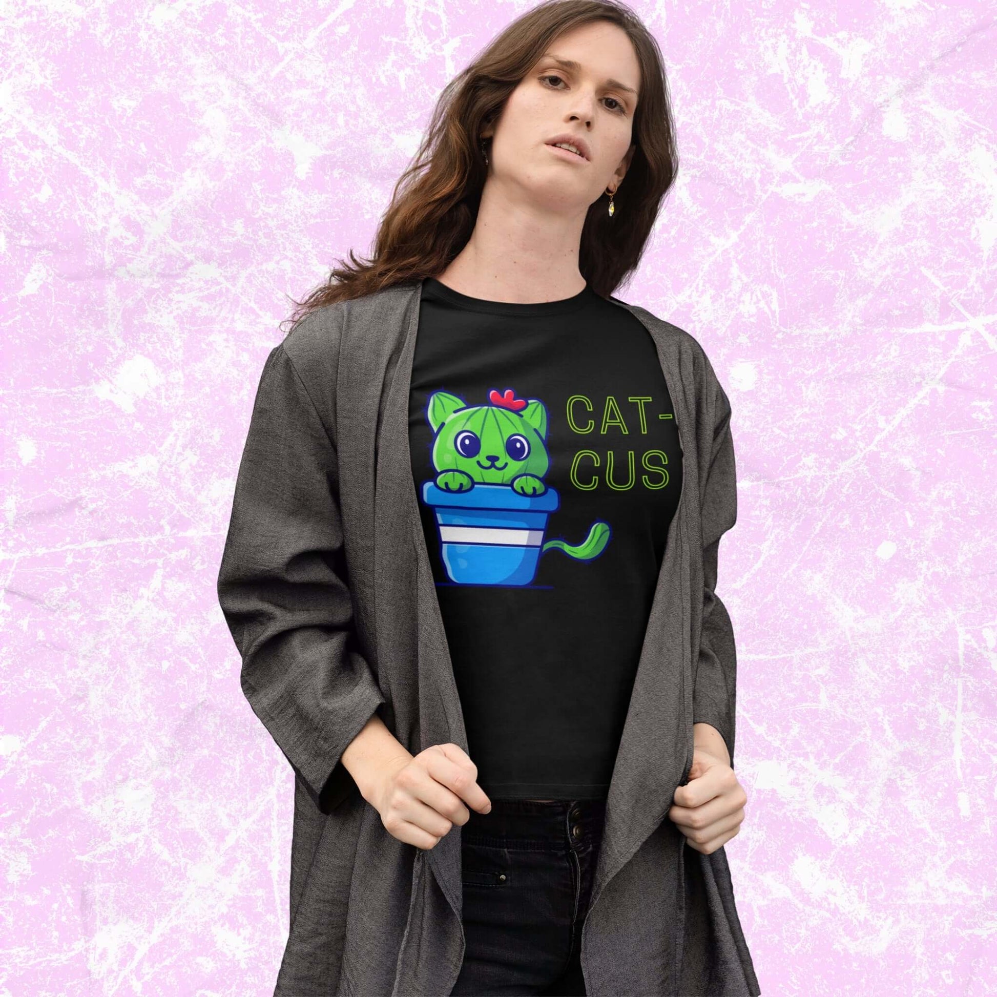 Cat-CusFunnyCartoonCatCactusAdultUnisexT-Shirt_HumorSucculentJokeTeeShirtbyMiller_sManicMenagerie2.jpg Miller's Manic Menagerie