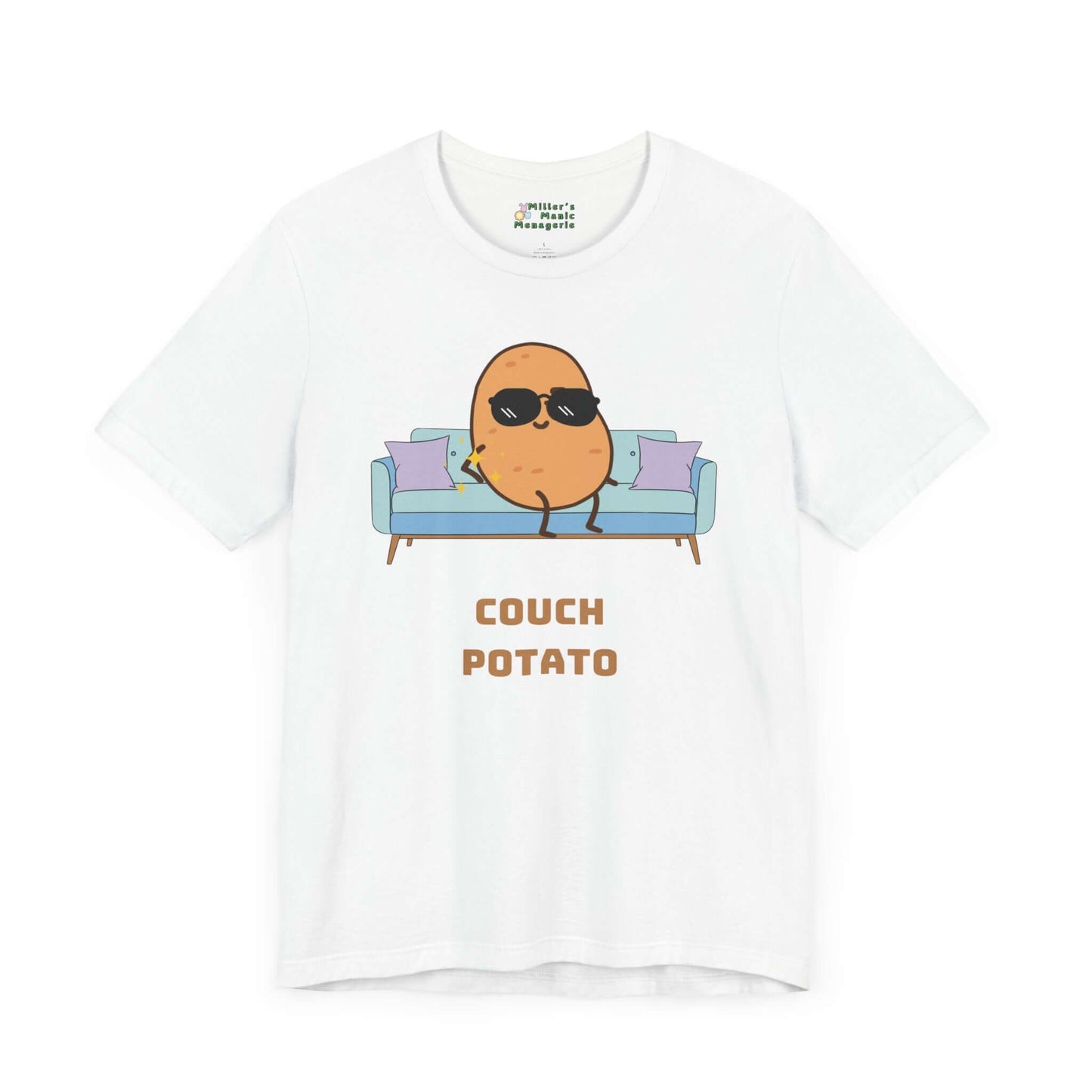 Couch_Potato_Funny_Cartoon_Adult_Unisex_T-Shirt_Silly_Humor_Joke_Tee_Shirt_by_Miller_s_Manic_Menagerie_White_Front.jpg Miller's Manic Menagerie