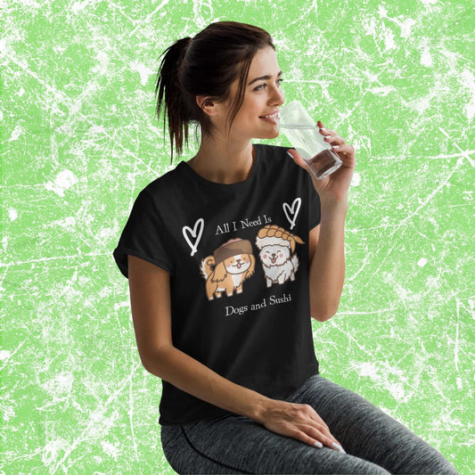 DogsandSushiFunnyCuteCartoonAdultUnisexT-Shirt_HumorJokeTeeShirtbyMiller_sManicMenagerie1.jpg Miller's Manic Menagerie