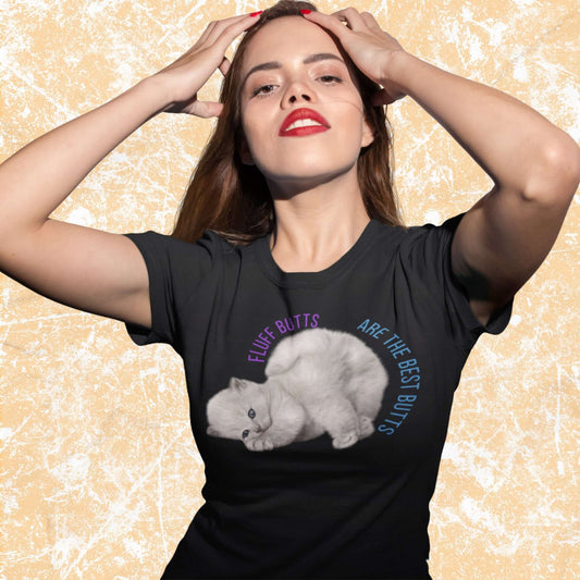 FluffButtsAreTheBestFunnyCartoonAdultUnisexT-Shirt_CatHumorJokeTeeShirtbyMiller_sManicMenagerie1.jpg Miller's Manic Menagerie