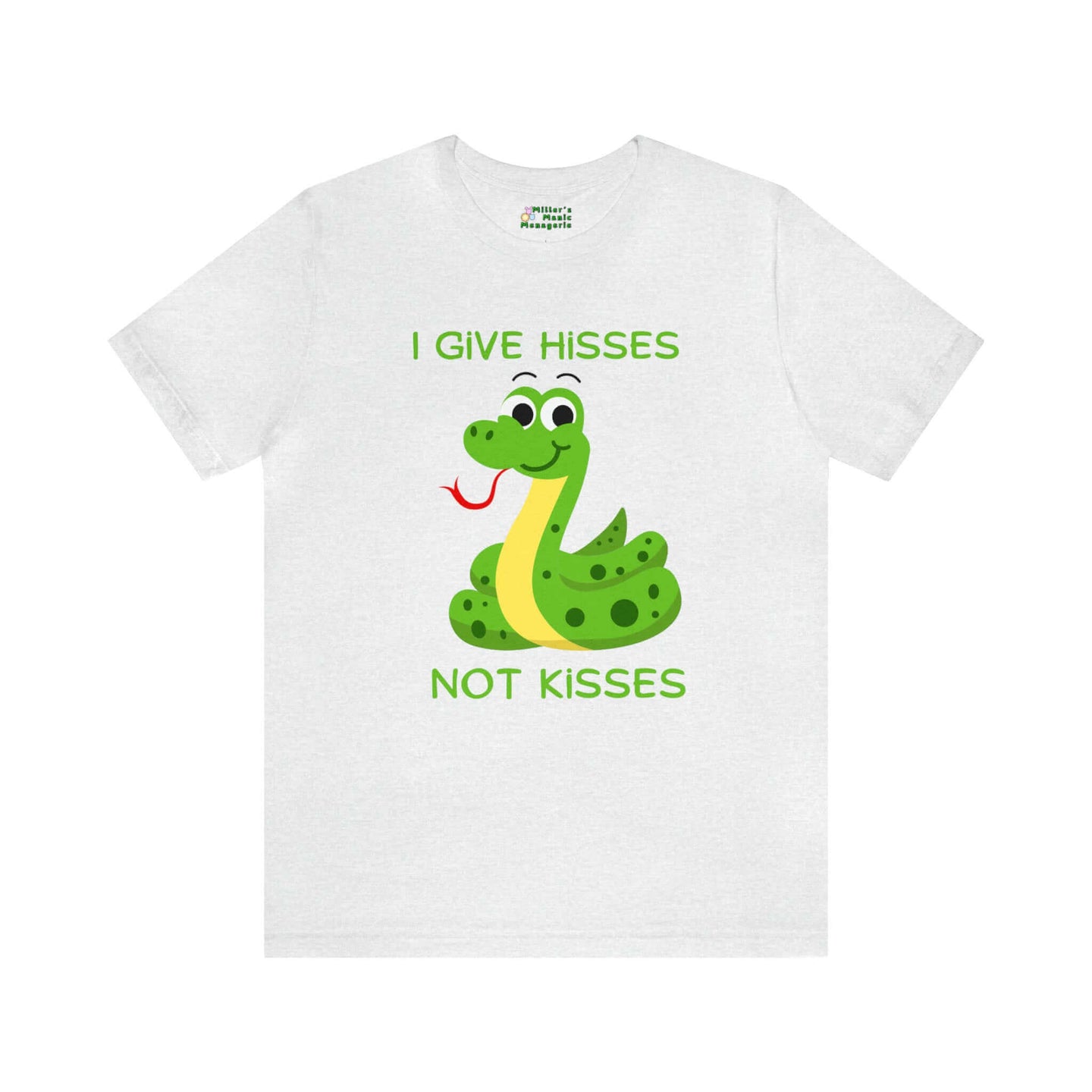 Miller_s_Manic_Menagerie_Funny_Cartoon_Snake_Humor_Adult_Unisex_T-Shirt_Gag_Gift_Dad_Joke_Reptile_Hiss_Kiss_Pun_Present_Tee_Ash.jpg MillersMMMerch