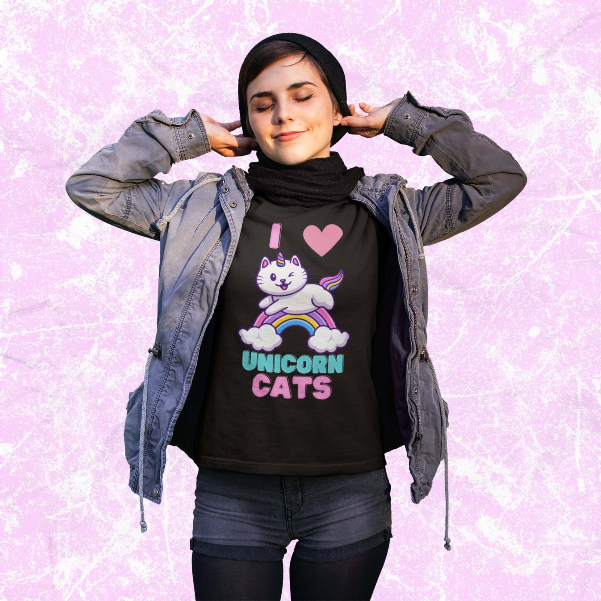 LoveUnicornCatsCartoonRainbowAdultUnisexT-Shirt_CutePetKittyTeeShirtbyMiller_sManicMenagerie2.jpg Miller's Manic Menagerie