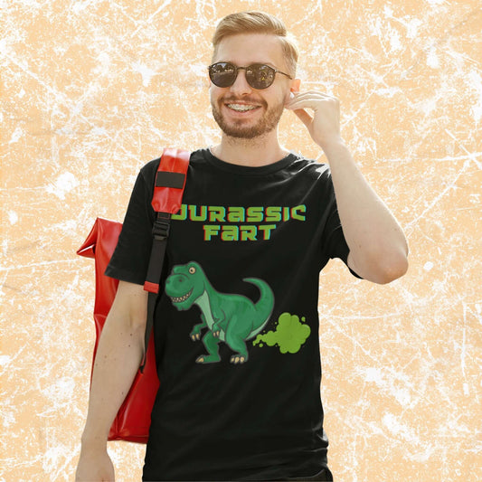 JurassicFartFunnyCartoonT-RexAdultUnisexT-Shirt_DinosaurHumorFartJokeTeeShirtbyMiller_sManicMenagerie1.jpg Miller's Manic Menagerie