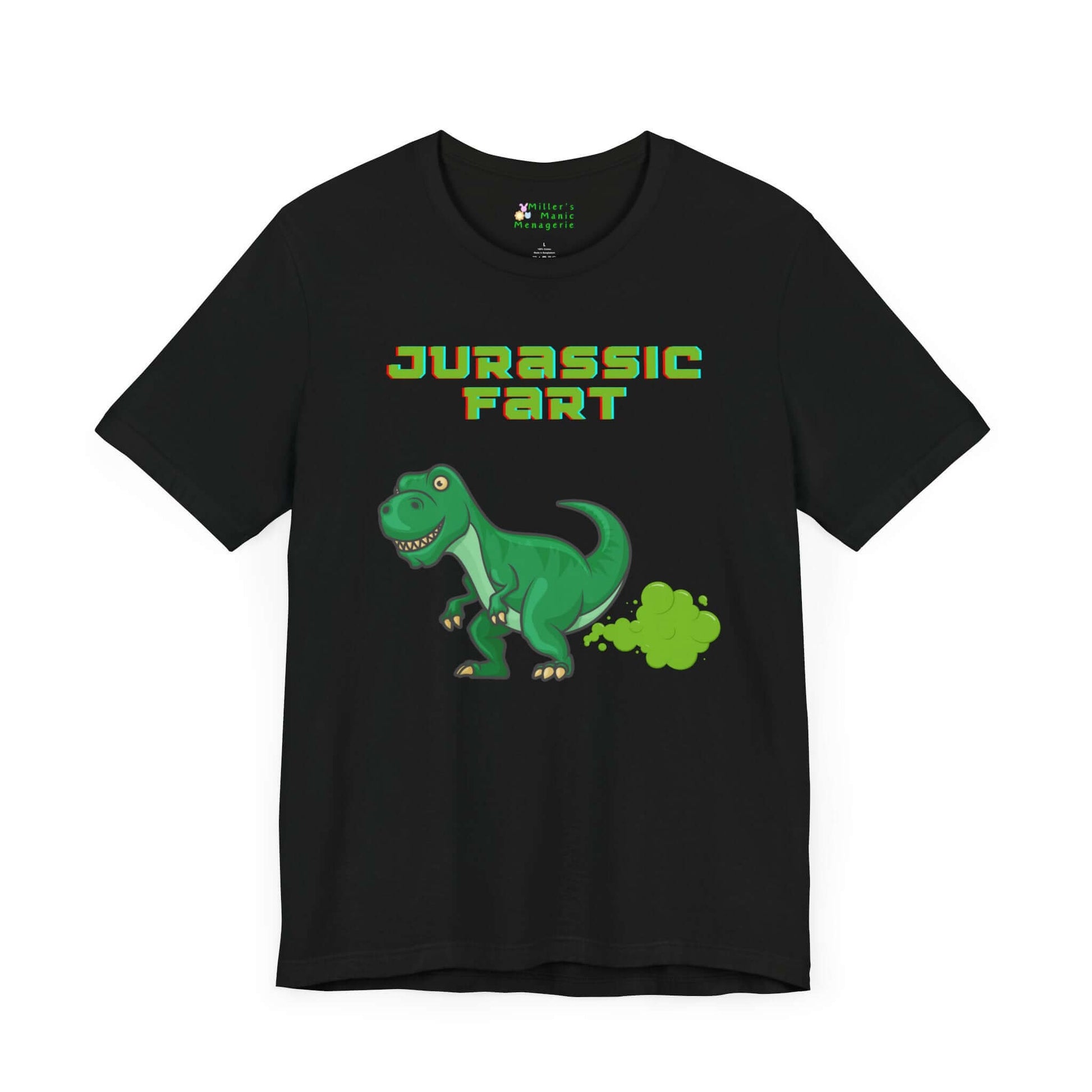 Jurassic_Fart_Funny_Cartoon_T-Rex_Adult_Unisex_T-Shirt_Dinosaur_Humor_Fart_Joke_Tee_Shirt_by_Miller_s_Manic_Menagerie_Black_Front.jpg Miller's Manic Menagerie