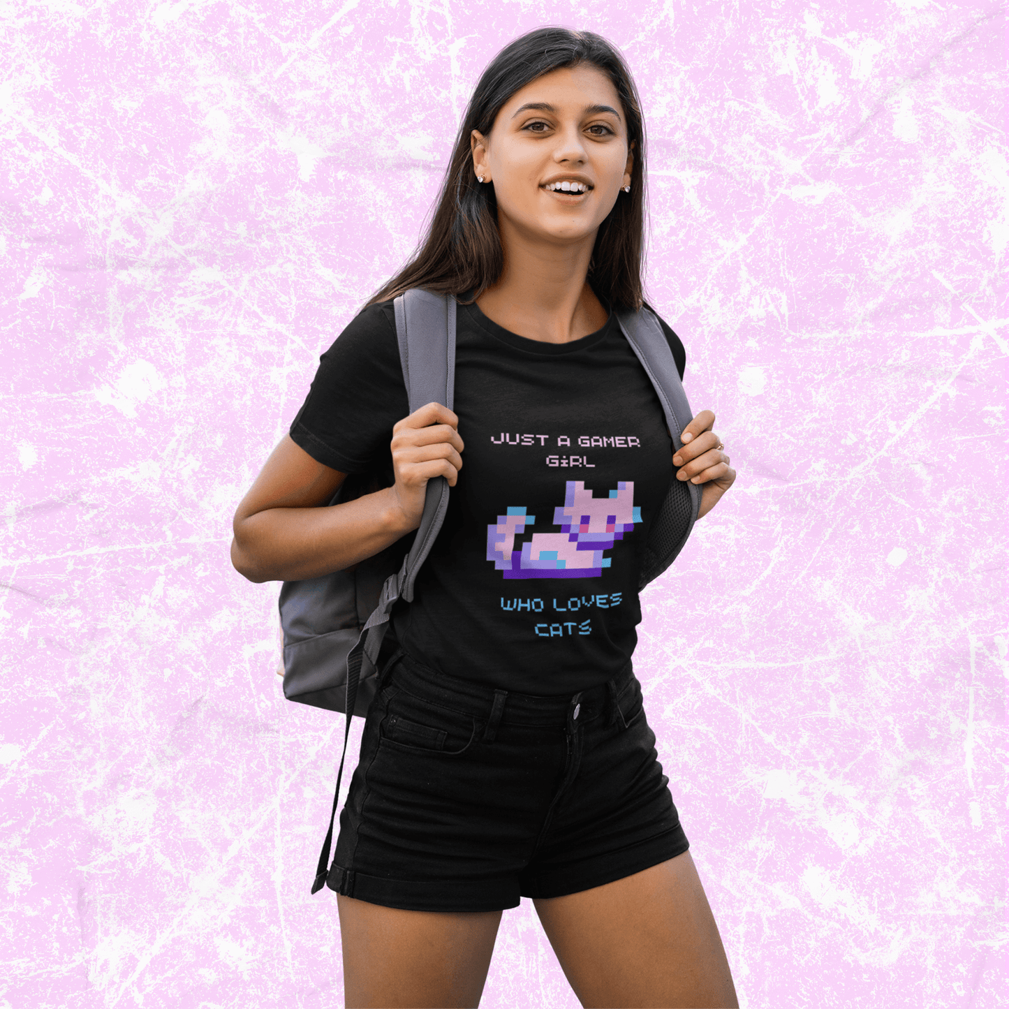 Just A Gamer Girl Who Loves Cats Tee, Adult Unisex T-Shirt