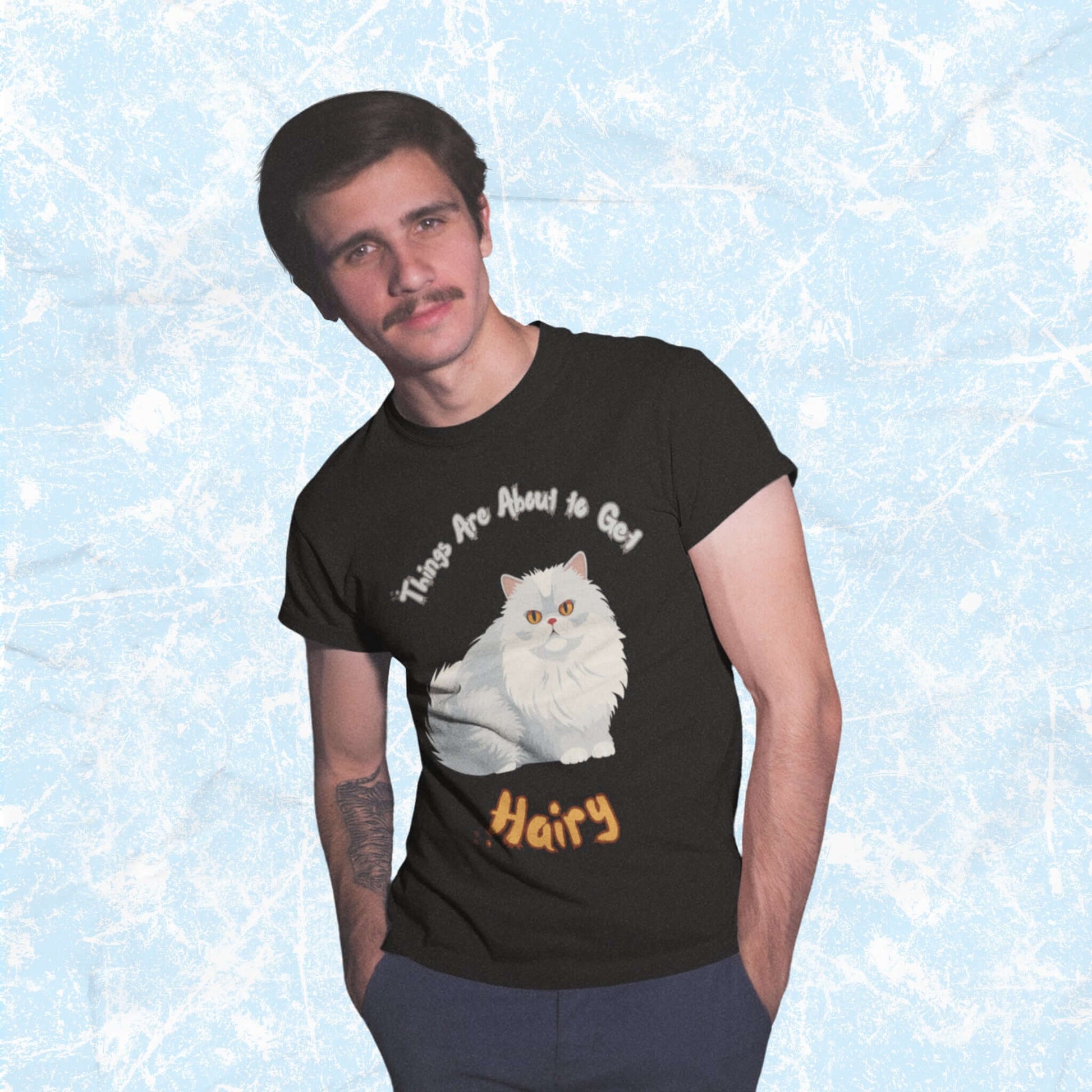 AbouttoGetHairyFunnyCartoonCatAdultUnisexT-Shirt_KittyHumorPetJokeTeeShirtbyMiller_sManicMenagerie2.jpg Miller's Manic Menagerie